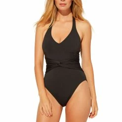 Bleu Rod Beattie Women's Plunge Halter Twist One-Piece Swimsuit
