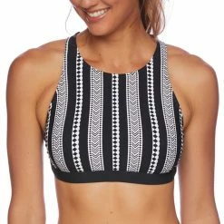 Next By Athena Womens Salutation Stripe High Neck Bikini Top