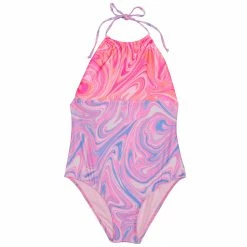 Beach Lingo Girls Swirlicious High Neck One Piece Swimsuit