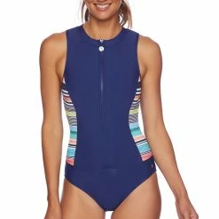 Next By Athena Womens Saltwater Stripe Malibu One Piece Swimsuit