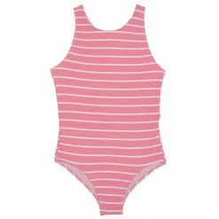 Splendid Girls Atmosphere Stripe High Neck One Piece Swimsuit