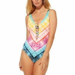 Bleu Rod Beattie Women's Lattice Front One-Piece Swimsuit
