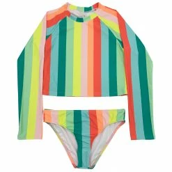 Beach Lingo Girl's Bleach Ball Crop Long Sleeve Rash Set